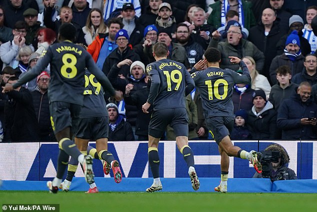 Everton's Iliman Ndiaye riled Brighton fans and was booked for his celebration last weekend