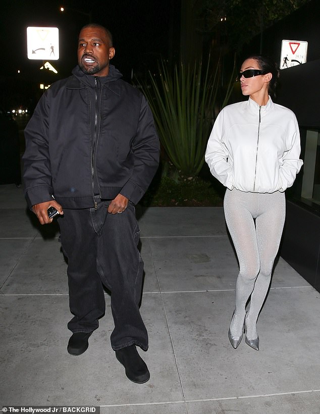 The pair brushed off the drama as Bianca covered up in sheer leggings while West grabbed her behind and the couple passionately kissed after dinner in Los Angeles on Tuesday