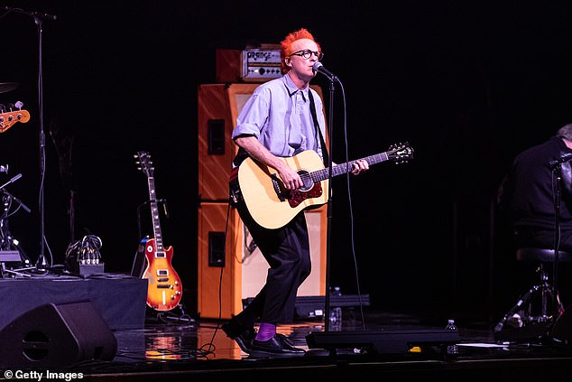 The Scotish singer, 51, thought he had broken his ankle as it twisted 'back to front' as he was waving to the crowd while stepping off stage (pictured in January)