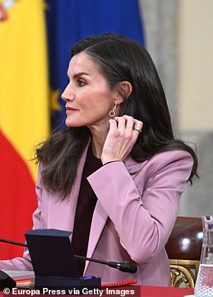 Pictured: Queen Letizia takes part in the annual board of trustees meeting of the Instituto Cervantes in Madrid