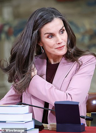 Pictured: Queen Letizia of Spain presides over the annual meeting of directors of the Cervantes Institute