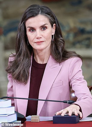 Pictured: Queen Letizia of Spain presides over the annual meeting of directors of the Cervantes Institute