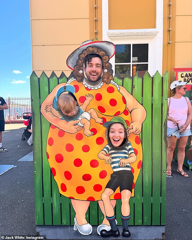 Jack Whitehall has shared a hilarious snap with fiancée Roxy Horner and daughter Elsie during their day out in Sydney on Wednesday