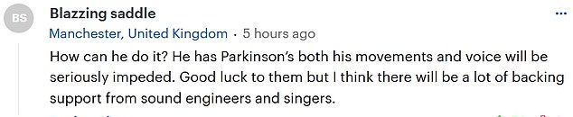 Meanwhile MailOnline readers echoed their sentiments as they said: 'How can he do it? He has Parkinson¿s both his movements and voice will be seriously impeded'