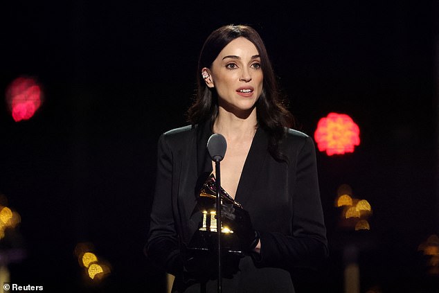 The musician, 42, made the surprise reveal during her emotional Grammy acceptance speech on Sunday after winning Best Rock Song for her hit Broken Man