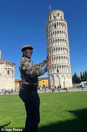 Stephen is pictured above at the Tower of Pisa