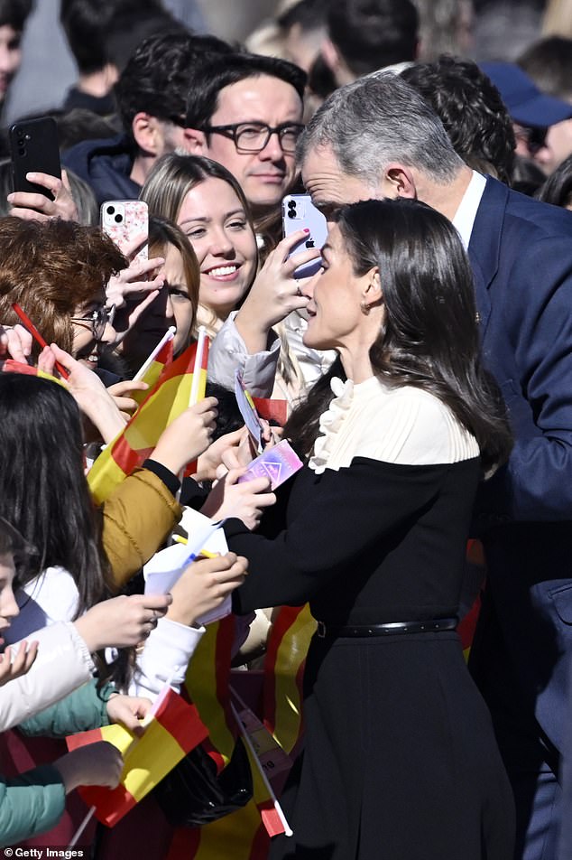 The Spanish monarch got a warm welcome from royal fans as she joined husband King Felipe in Caravaca de la Cruz, Murcia, to mark the town's Jubilee Year in 2024