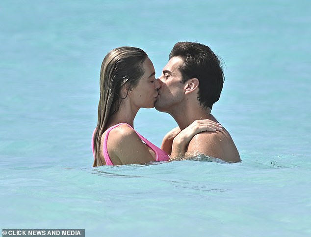 James Argent packed on the PDA with stunning girlfriend Nicoline Artursson as they enjoyed a romantic beach day amid their holiday to Barbados