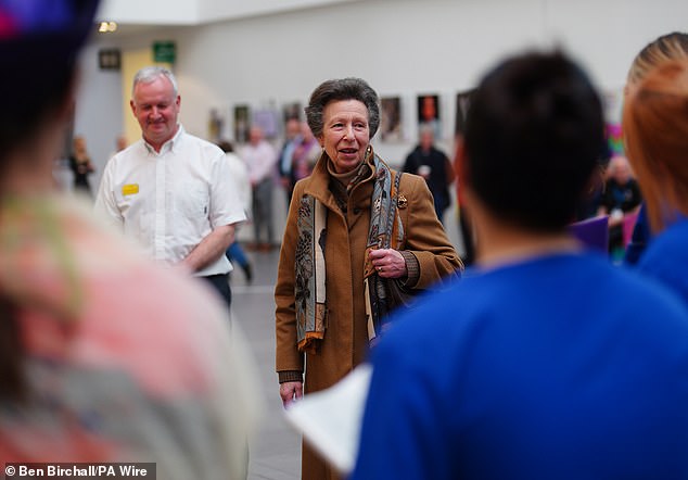 Princess Anne (pictured) smiled as she met with staff at Southmead Hospital in Bristol on Thursday, more than six months on from the accident that saw her hospitalised there for five nights