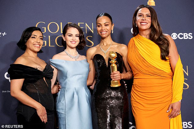 Adriana Paz, Selena Gomez, Karla Sofia Gascon, and Zoe Saldana on January 5