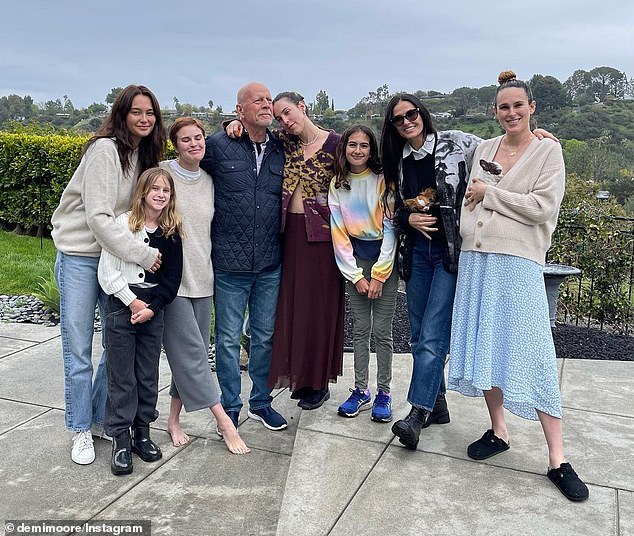 The Substance star, 62, and the Moonlighting actor, 69, were married from 1989 to 2000 and share daughters Rumer , 36, Scout , 33 and Tallulah , 31 and he also has daughters Mabel, 12, and Evelyn, 10, with wife Emma Heming , 46.