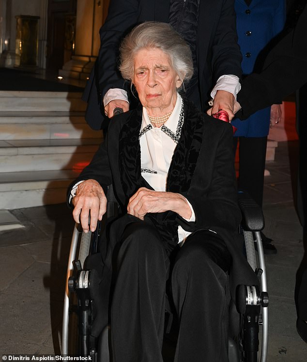 Princess Irene of Greece and Denmark, 82, was also chic as ever in a black suit and white blouse - accessorised with a pearl necklace