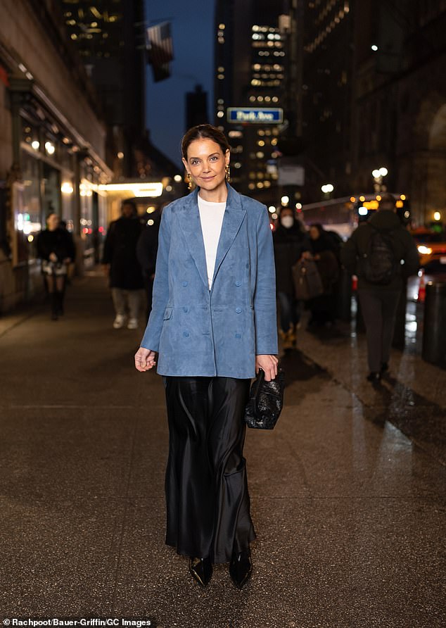 Katie Holmes hit up her second New York Fashion Week show of the day, this time, at Grand Central Station in Manhattan's Midtown East neighborhood on Thursday