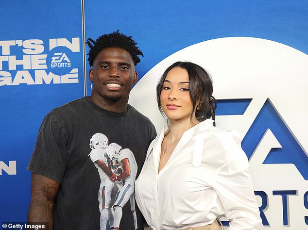 Hill confirmed that he was engaged to his wellness influencer wife Keeta Vaccaro, 28, at the time of the incident with Hall, but insisted they were 'on and off'