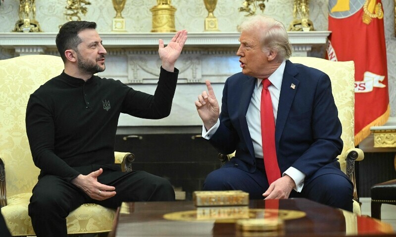 US President Donald Trump and Ukrainian President Volodymyr Zelensky meet in the Oval Office of the White House in Washington DC on February 28. — AFP