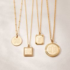 This beautiful Presley Pendant is the perfect way to show your personal style. Crafted from 14k gold, it can be engraved with a special message to add a unique personal touch. Let this timeless pendant make every day a little more special. Available in 14k gold plated Pendant measures 5/8"x1/2" 18" oval cable chain with 2" extender Lobster claw closure Protected with an anti-tarnish barrier With engraving this item is FINAL SALE SKU: BYN1419 Luxury Engraved Jewelry For Gifts, Luxury Engraved Jewelry For Commemoration, Cheap Classic Jewelry With Engraved Text, Luxury Sentimental Engraved Jewelry, Timeless Jewelry Pieces, Gold Engraved Necklace, Capsule Wardrobe Jewelry, Personalized Gold Necklace, Engraved Locket