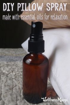 This relaxing homemade pillow spray smells wonderful and will help you get a good nights sleep. Diy Pillow Spray, Linen Spray Essential Oils, Oils For Relaxation, Homemade Pillows, Essential Oil Mist, Diy Pillow, Wellness Mama, Good Nights