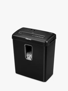 a black paper shredder on a white background