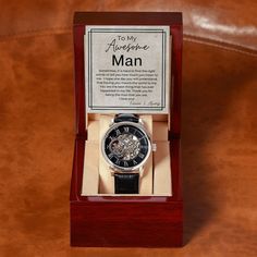 You Mean The World To Me - Gift for My Man - Men's Openwork, Self Wind – Liliana and Liam Future Son In Law, Future Son, Groom To Be, Horse Memorial, Watch Gift Box, You Mean The World To Me, So Proud Of You, Led Watch, Personalized Metal Signs