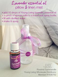 lavender essential oil pillow & linen spray Embracing Wellness series @diyshowoff #oilyfamilies Essential Oil Gift Basket, Lavender Essential Oil Young Living, Essential Oil For Hair, Young Living Essential Oils Recipes, Yl Oils, Essential Oils Gifts, Yl Essential Oils, Aromatherapy Gifts, Oil For Hair