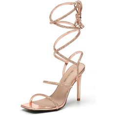 The Rhinestone-Covered Straps Add Instant Sparkle To Any Outfit. The Heel And Front Toe Are Wrapped In Glossy Aurora Xx Leather To Make A Statement For Your Ensemble. Get Ready To Show Off Your Sassy Side With These Women’s High Heel Sandals That Will Give You An Instant Boost In Height. The Latex Insole Is Covered With Smooth Pu Leather, Providing Support And Comfort Even When Worn For Long Hours. Champagne Color Sandals For Summer Party, Glamorous Champagne Sandals For Events, Glamorous Champagne Sandals For Summer, Chic Rose Gold Sandals For Party, Champagne Colored Sandals For Events, Glamorous Champagne Evening Sandals, Elegant Rose Gold Heels For Summer, Chic Rose Gold Party Sandals, Elegant Rose Gold Heels For Spring