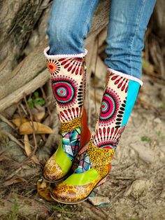 Boho Style Boots, Funky Boots, Art Hats, Artist Interior, Jean Shoes, Leather Embroidery, Unique Boots, Leather Knee Boots, Buy Boots