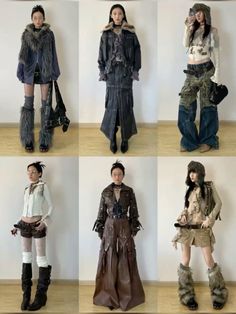 Archive Winter Outfits, Wave To Earth Fashion, Guangzhou Street Fashion, Maximalist Y2k Outfits, Utility Wear Fashion, Y2k Fur Outfit, Winter Harajuku Outfits, Winter Fashion Y2k, Outfit Inspo Winter Street Fashion