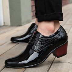 Brand Name：PPHMM Men's Wedding Shoes, High Heel Dress Shoes, Black Leather Oxfords, Wedding Dress Men, Men's Dress Shoes, Cuban Heels, Oxford Dress Shoes, Wedding Dress Shoes, Pointed Toe Shoes