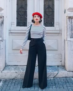 Eurovision Outfit, Red Beret Outfit, Beret Outfits, Eurovision Party, Beret Outfit, French Outfits, French Costume, France Outfits, 60s Women