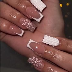 Super Cute And Stylish Ships In 5-10 Business Days Nail Art Designs For Christmas, Fall And Winter Nails Acrylic, Christmas Medium Nails, Winter And Christmas Nails, White Snowflake Nails Acrylic, Winter Sets Nails, White French Christmas Nails, Christmas Acyrilics Nails, Long Square Christmas Nails