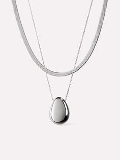 Liquid Silver Bundle - Liquid Silver Bundle Silver Teardrop Necklace With Detachable Pendant, Minimalist Silver Necklace With Detachable Pendant, Pebble Pendant, Expensive Things, Liquid Silver, Two Necklaces, Necklaces Silver, Herringbone Chain, Christmas Wish