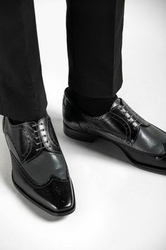 Oxford Wing Tip Two Tone Full Brogue Toe Black Gray Real Leather Formal Shoes on Storenvy Black Lace-up Leather Shoes For Business, Black Brogue Lace-up Dress Shoes, Black Lace-up Oxfords With Leather Sole, Black Lace-up Dress Shoes For Business, Black Lace-up Dress Shoes With Brogue Detailing, Black Lace-up Dress Shoes For Business Casual, Black Wingtip Lace-up Shoes For Formal Occasions, Black Lace-up Oxfords For Business Casual, Black Formal Lace-up Shoes With Round Toe