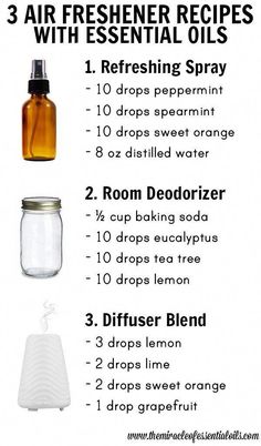 3 DIY Essential Oil Air Freshener Recipes #perfumeessentialoilsyoungliving Homemade Perfumes, معطر جو, Air Freshener Recipes, Homemade Air Freshener