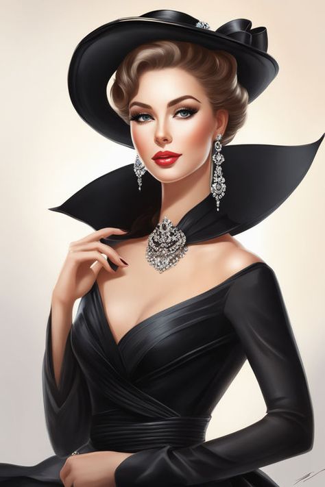 Playground - free-to-use online AI image creator Billionaire Fashion, 2024 Drawing, Cartoon Photos, Up Illustration, Fantasy Cartoon, Lady In Black, Cartoon Photo, Google Lens, Victorian Women