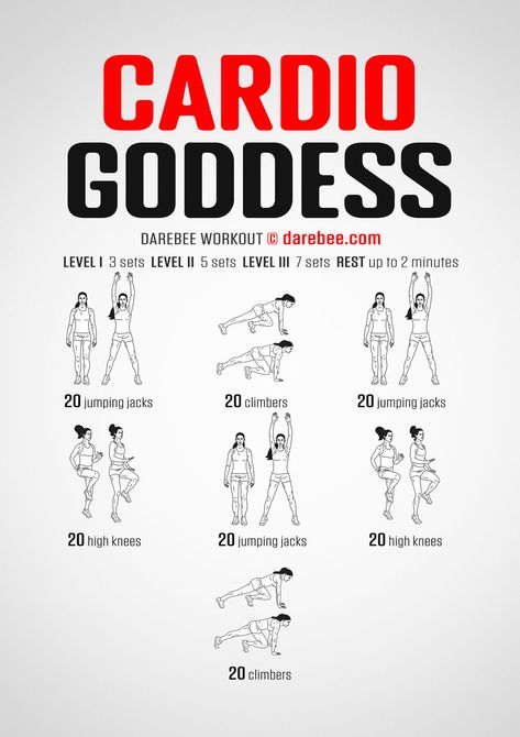 Cardio Goddess Workout Darebee Cardio Workout, Cardiovascular Exercises At Home, Capricurves Workout, Cardio Workout Ideas, Cardio In Gym, Cardio Exercises For Women, Darbee Workout Women, Darebee Cardio, Cardio Day Workout