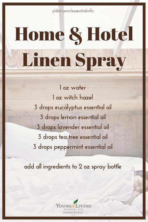 Hotel Linen, Essential Oil Spray, Diy Essentials, Diy Kosmetik, Essential Oil Blends Recipes, Diffuser Recipes, Essential Oil Diffuser Blends, Oil Diffuser Blends, Can Diy