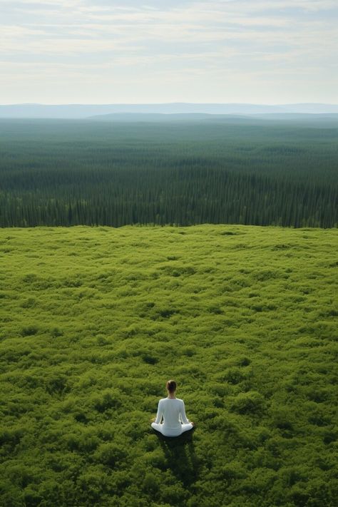 Meditating In Nature Aesthetic, Yoga Art Photography, Meditate In Nature, Exercise In Nature, Yoga In Nature Photography, Yoga Event Poster, Yoga Aesthetic Nature, Person In Nature, Meditation Outside