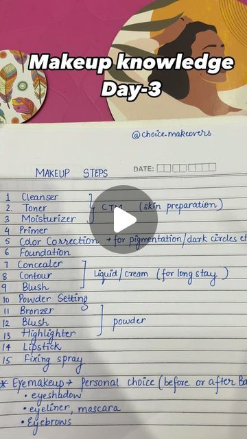 Makeup by Muskan Saini on Instagram: "Makeup Knowledge Series- Day 3 *makeup tips* Follow @choice.makeovers for more!  (Makeup knowledge, makeup tips and tricks, makeup steps, makeup class, self makeup class,  makeup tutorials, makeup, makeup lover, makeup gyaan, choice makeovers, Delhi makeup artist, explore)  #explore #foryou #makeuppost #makeuppage #makeupknowledge #makeupclass #selfmakeup #viral #trending" Day Makeup Step By Step, Simple Meakup Steps, Make Up Learning, Natural Makeup Photos, Makeup Knowledge Tips, How Makeup Step By Step, Makeup Step By Step Face, Face Shape Makeup Guide, How To Use Makeup Step By Step