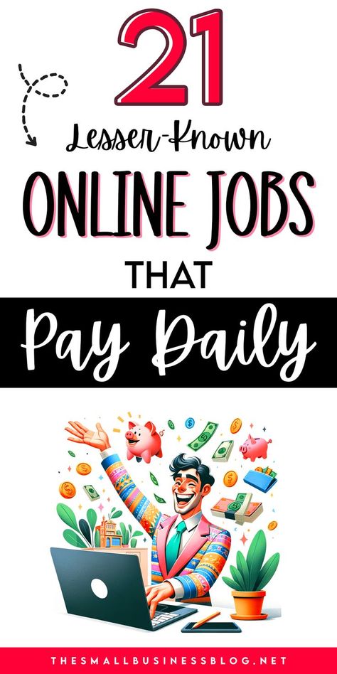 Seek out 21 outstanding online jobs that pay daily and start earning consistently as you navigate how to make money online with ease. #howtomakemoneyonline #waystomakemoney #makemoneyonline Remote Jobs 2023, Extra Money Jobs, Pinterest Tutorials, Legit Online Jobs, Small Business Blog, Easy Online Jobs, Social Media Work, Best Online Jobs, Earn Money Online Fast