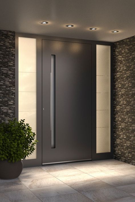 Pirnar ALU entrance doors Optimum 8490 External Door Design, 2 Door Front Door Entrance, Big Front Doors Modern, Penthouse Door Entrance, Interior Doors Uk, Front Entrance Door Design, External Doors Entrance, Recessed Front Door Entrance, Big Doors Entrance House