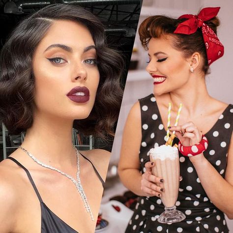 Des idées coiffure inspirées des années 50 Light Curls, Large Curls, Victory Rolls, Pin Up Hair, Beauty Tutorials, Pin Up Style, Long Bob, Square Cut, Vintage Hairstyles