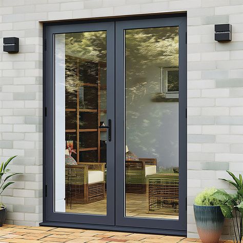 AluVu Patio Doors Patio Doors Ideas, External Glass Doors, Outdoor French Doors, Single Patio Door, Side Hinged Garage Doors, Exterior Patio Doors, Gardeners Cottage, Modern Patio Doors, External French Doors