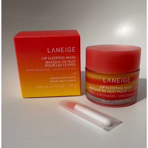 Super Yummy Limited Edition Laneige Lip Sleeping Mask Color/Flavor Combo, Pink Lemonade. This Lip Mask Plumps The Lips With Intense Moisture, Helping To Minimize Roughness And Cracking Due To Dryness. Innovative Moisture Wrap Technology Keeps Lips Supple & Smooth. Infused With Minerals And Hyaluronic Acid, It Forms A Protective Film Over The Lips To Help Deliver Hydration And Lock In Active Ingredients. A Berry Mix Complex Of Raspberry, Strawberry, Cranberry And Blueberry Extracts Offers Antioxi Laneige Lip Sleeping Mask Pink Lemonade, Lip Sleeping Mask Laneige, Lanage Lip Products, Linage Lip Mask, Laneige Christmas, Lineage Lip Mask, Lange Lip Mask, Lip Products Aesthetic, Laneige Lip Balm