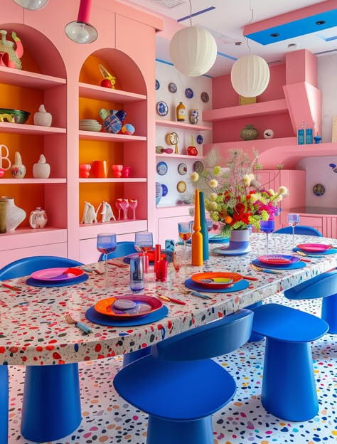 Embracing a Vivid Palette: A Visual Journey through Pastel Paradise — Living Bright Interiors Colorful Bright Home Decor, Different Color Dining Chairs, Bright Colorful Interior Design, Maximal Interior Design, Fun Colorful House Interior, Color Blocking Interior Design, Dopamine Interior Design, Dopamine Color Palette, Colourful Houses Interior