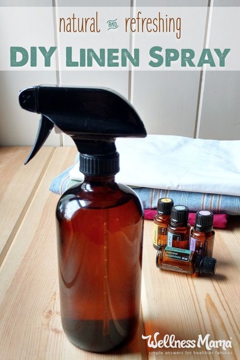 Natural Linen Spray, Homemade Linen Spray, Linen Spray Recipe, Linen Spray Essential Oils, Diy Linen Spray, Sleep Spray, Homemade Essential Oil, Wellness Mama, Essential Oil Spray