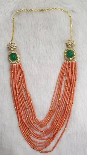 Coral Beads Jewellery Indian, Pagadala Haram Designs, Corals And Pearls Jewellery, Beeds Chain Designs, Pagadala Chains, Coral Jewelry Indian Gold, Coral Necklace Designs, Corals Jewellery, Pearls Jewelry Indian