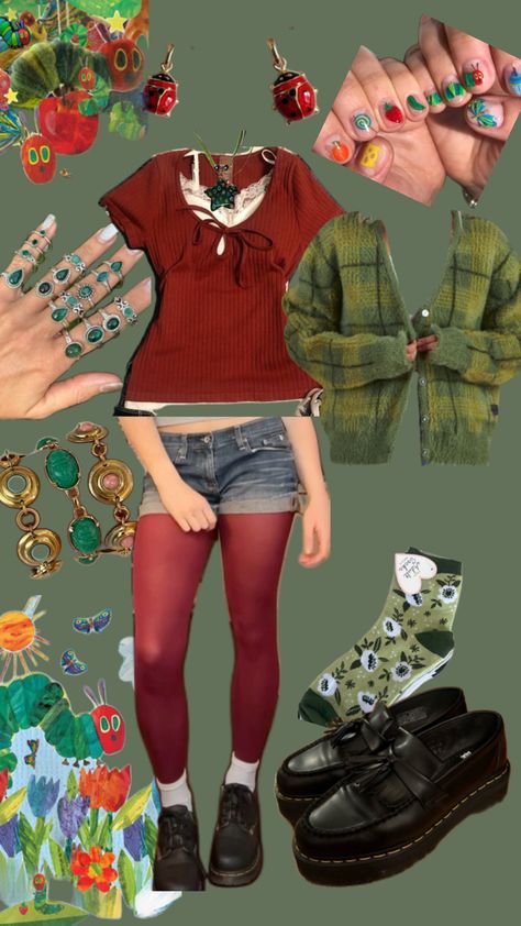 Weird cool girl Maximalist Core Outfits, Disheveled Aesthetic Outfit, 90s To 2000s Outfits, Outfit Ideas Crazy, Village Core Outfit, Odd Fashion Style, 2000s Tumblr Aesthetic, Hungry Caterpillar Style, Whimsical Outfits For Women