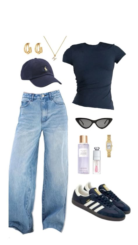 Baggy jeans outfit idea, adidas sambas, cap, golden jewells, fashion inspiration, inspo Jeans - https://amzn.to/44zFrAd Top - https://amzn.to/4acNUdS Shoes - https://amzn.to/3UQsZZT Cap - https://amzn.to/44wv5RM Sunglasses - https://amzn.to/4abDdsd Accessories - https://amzn.to/3UweDMW https://amzn.to/3UQyaJ9 https://amzn.to/4bqARXq https://amzn.to/4buseLm https://amzn.to/3JPNJL5  #ad #sponsored #affiliate Fitted Top Baggy Pants Outfit, Denim Pants Outfits For Women, Fitted Top And Jeans Outfit, How To Dress Baggy Jeans, Loose Jeans For Women, Wide Baggy Jeans Outfit, Jeans And Denim Outfit, Outfit Jeans High Waist, Denim Top And Jeans Outfit