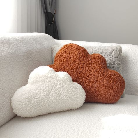 "Handmade Teddy Cloud-Shaped Pillow This adorable and unique teddy cloud pillow is the perfect choice to add a touch of whimsy and create a dreamy atmosphere in your home decor. It's designed to bring warmth and comfort to any room in your house. A perfect gift for babies and children! The cute \"Cloud Pillow\" is incredibly soft. The cover is not removable. Both the front and back are made from teddy fabric. Care Instructions: You can clean the \"Cloud Pillow\" with a damp cloth according to yo Cute Pillow Designs, Unique Pillows Shapes, How To Make Soft Toys At Home, Fun Pillows For Couch, Aesthetic Cushions, Fun Pillows Diy, Soft Toys Handmade, Teddy Pillow, Shaped Cushions