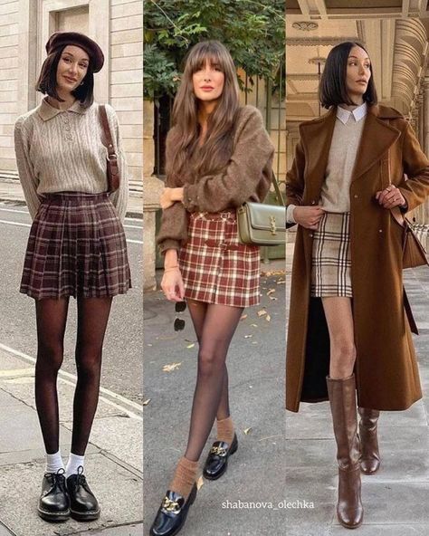 Dark Brown Fall Outfits, Slay Work Outfits, Autumn Outfits For Travelling, Autumn Aesthetic Outfit 2024, Dark Academia Work Outfit, Amsterdam Outfit Autumn, Preppy Work Outfits Women, Preppy Fashion Aesthetic, Skirt Autumn Outfit